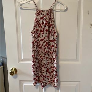 Floral red and white halter romper